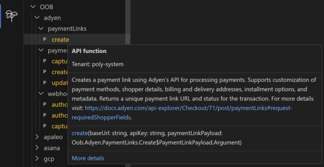 Clickable Poly Tree Links for Public Functions - PolyAPI
